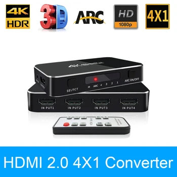 4K HDR 4x1 Adapter UHD HDMI Switch 2.0 Switcher With Audio Extractor 3.5 Jack Optical Fiber Cable ARC Splitter For HDTV PS4
4K HDR 4x1 Adapter UHD HDMI Switch 2.0 Switcher With Audio Extractor 3.5 Jack Optical Fiber Cable ARC Splitter For HDTV PS4