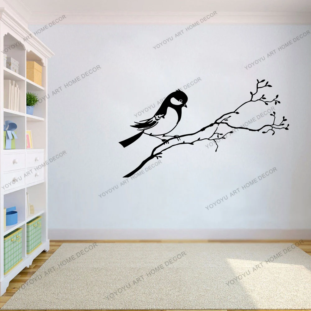 

Vinyl Home Animal Decor Interior Design Art Mural Housewares Bedroom Bird On Branch Wall Sticker Flock Birds Tree Decals CX1646