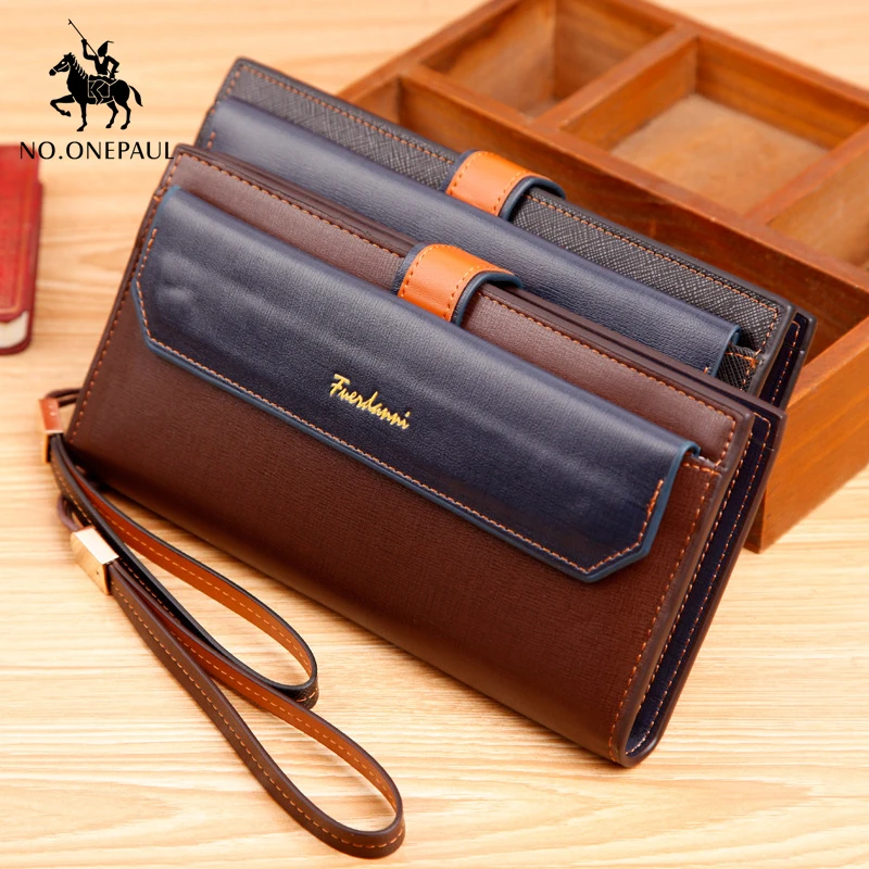 

NO.ONEPAUL 2020 New Men's multifunctional long zipper wallet large capacity card bag clutch bag loose-leaf handbag wallet