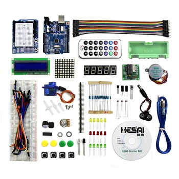 Smart Electronics Starter Kit UNO R3 / Step Motor /Servo/ 1602 LCD/ Breadboard/ Jumper Wire for Diy Kit
Smart Electronics Starter Kit UNO R3 / Step Motor /Servo/ 1602 LCD/ Breadboard/ Jumper Wire for Diy Kit