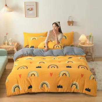 JUSTCHIC Cute Rainbow Cartoon Duvet Cover Set Winter Warm Magic Velvet Flannel Quilt Cover Pillow Case Queen Bedding Se
JUSTCHIC Cute Rainbow Cartoon Duvet Cover Set Winter Warm Magic Velvet Flannel Quilt Cover Pillow Case Queen Bedding Se