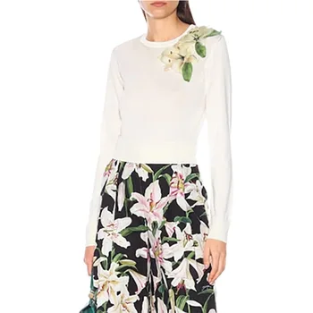 Runway Designer Pull Femme 2019 Autumn Winter Elegant Appliques Long Sleeve Wool Knitted Sweater Women
Runway Designer Pull Femme 2019 Autumn Winter Elegant Appliques Long Sleeve Wool Knitted Sweater Women