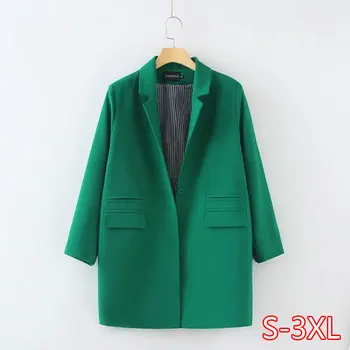 Autumn Winter Women Full Sleeves Casual Blazer Ladies Plus Size Outwears Single Breasted Long Blazer Jacket 2020 
Autumn Winter Women Full Sleeves Casual Blazer Ladies Plus Size Outwears Single Breasted Long Blazer Jacket 2020