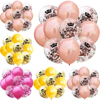 

10pcs/lot 12inch Confetti Crown Number Latex Balloons Pearly Balloon 16 18 21 30 40 50 60 Years Old Birthday Party Decorations
