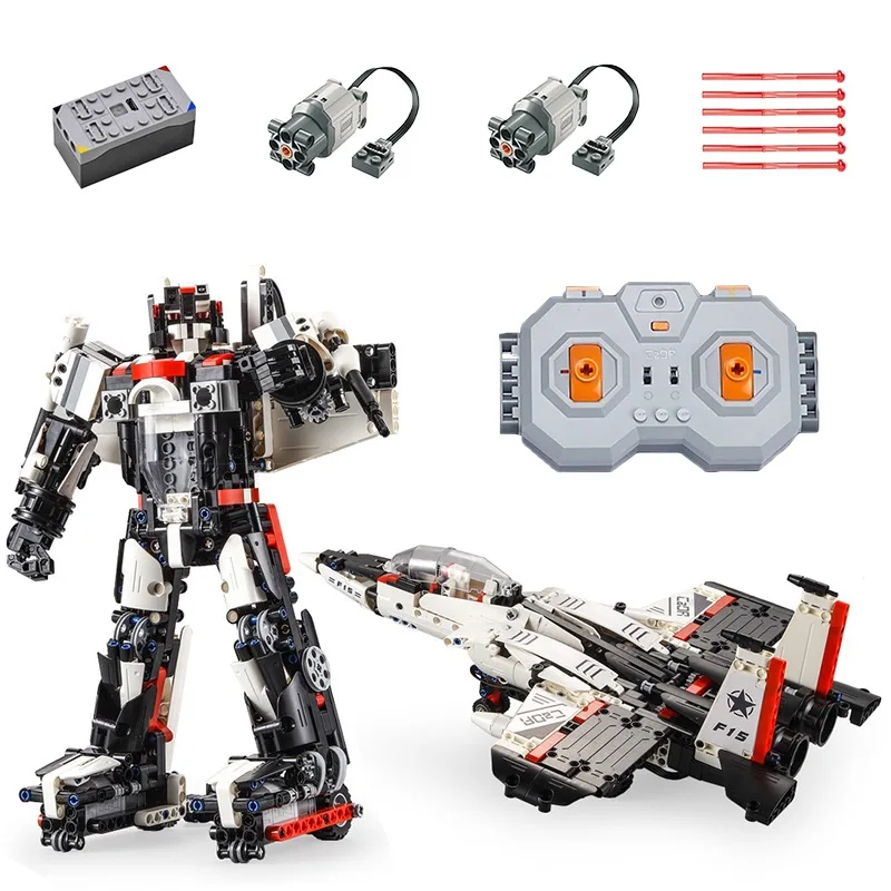 Electric F15 Fighter Robot Aircraft 2 in 1 Remote Control Building Blocks Airplane RC Motor Bricks Children Toys Gifts
Electric F15 Fighter Robot Aircraft 2 in 1 Remote Control Building Blocks Airplane RC Motor Bricks Children Toys Gifts