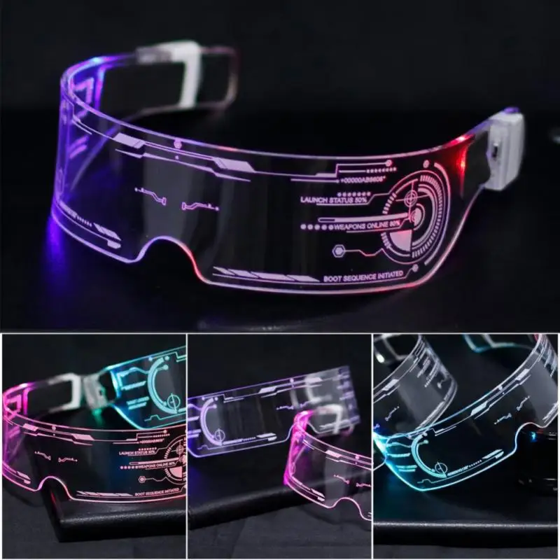 LED Luminous Cyberpunk Glasses Glowing Rave Neon Shutters Mask Bar Party Light Up Decoration DJ Christmas Halloween | Дом и сад