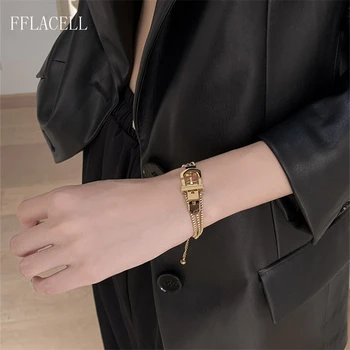 FFLACELL New Fashion Trend Belt Buckle Bracelet Simple Titanium Steel Multi-layer Design Bracelet Unisex Party Jewelry
FFLACELL New Fashion Trend Belt Buckle Bracelet Simple Titanium Steel Multi-layer Design Bracelet Unisex Party Jewelry