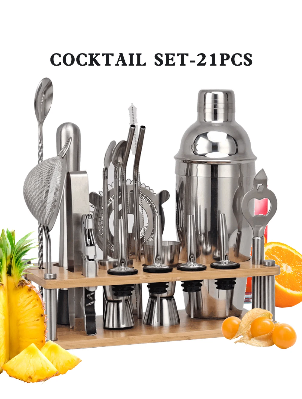 Bartender Kit,20-Piece Cocktail Shaker Set With Bamboo Stand Detachable,For Mixed Drinks Martini Bar Tools Set Stainless Steel Bartender Kit,20-Piece Cocktail Shaker Set With Bamboo Stand Detachable,For Mixed Drinks Martini Bar Tools Set Stainless Steel