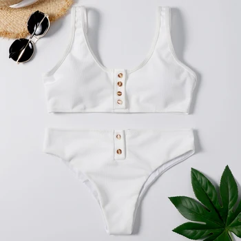 Button Ribbed White Bikini Push Up Swimsuit Plus Size Swimwear Bikinis 2020 Mujer Sexy Bathing Suits Sports Wear for Women Gym
Button Ribbed White Bikini Push Up Swimsuit Plus Size Swimwear Bikinis 2020 Mujer Sexy Bathing Suits Sports Wear for Women Gym