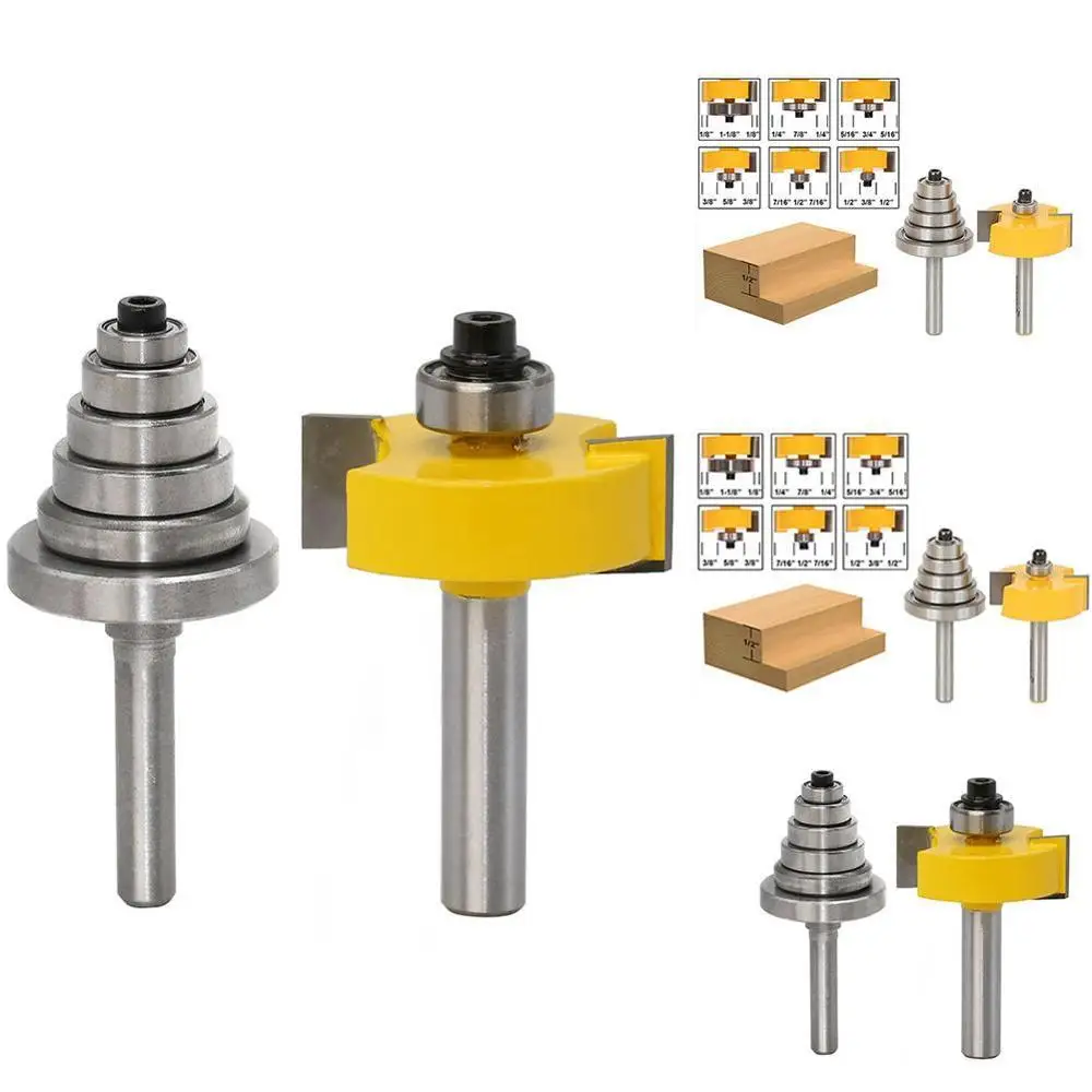 1/4"/1/2"/8mm Shank Woodworking Router Bit For Carving Machine Adjustable Bit & Bearing Set 1/2" Height with 6 Bearings Rabbet
1/4"/1/2"/8mm Shank Woodworking Router Bit For Carving Machine Adjustable Bit & Bearing Set 1/2" Height with 6 Bearings Rabbet