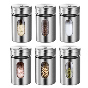 Stainless Steel Seasoning Condiment Jar Glass Spice Pepper Salt Shakers Barbecue Cocoa Sugar Sprays Bottle
Stainless Steel Seasoning Condiment Jar Glass Spice Pepper Salt Shakers Barbecue Cocoa Sugar Sprays Bottle