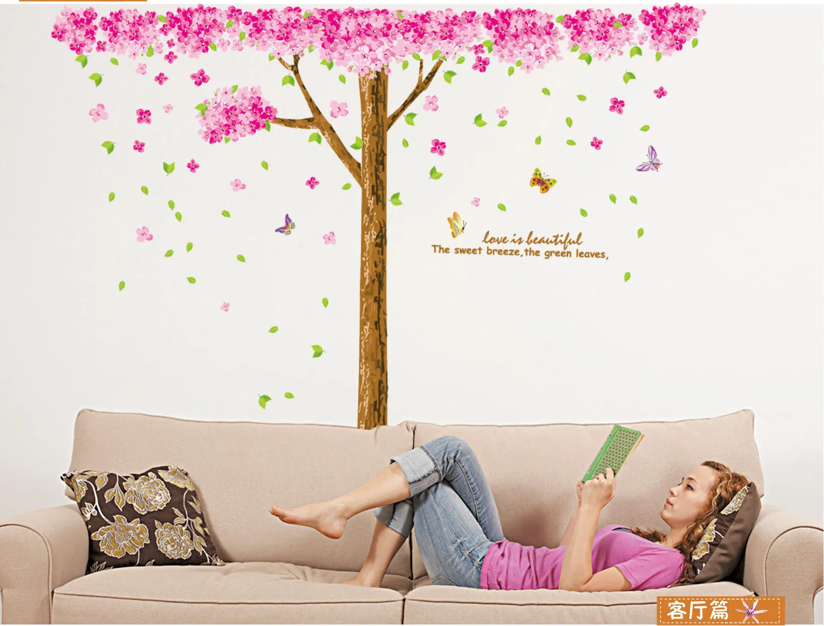 Pink Flower Tree Bedroom Living Room Removable Decorative Wall Stickers Wall Paper PVC Sticker
Pink Flower Tree Bedroom Living Room Removable Decorative Wall Stickers Wall Paper PVC Sticker