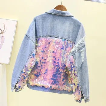 Boyfriend Style Women Loose Batwing Sleeve Casual Streetwear Jacket Bling Sequined Hip Hop Denim Jacket Ripped Student Girl Coat
Boyfriend Style Women Loose Batwing Sleeve Casual Streetwear Jacket Bling Sequined Hip Hop Denim Jacket Ripped Student Girl Coat
