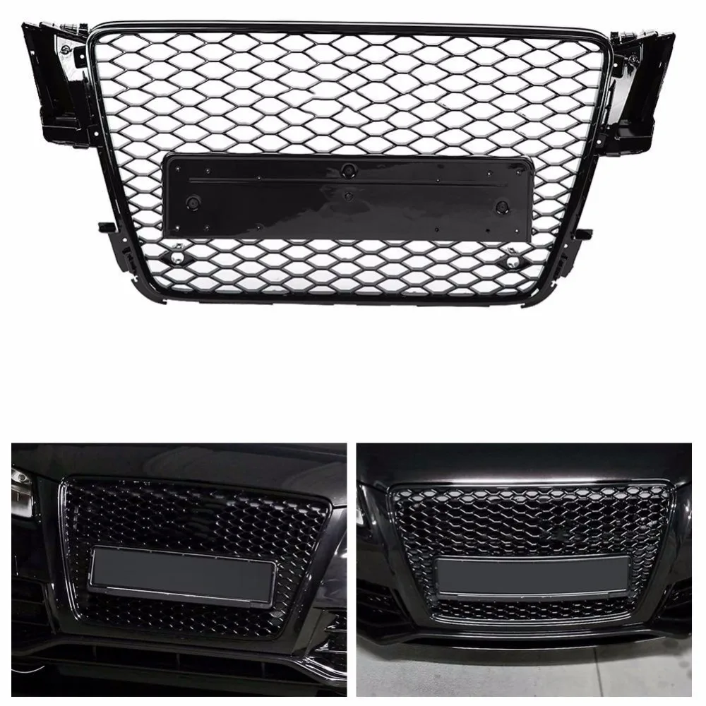 Для RS5 Style Front Sport Hex Mesh Honeycomb Hood решетка глянцевый черный для Audi A5/S5 B8 2008 2009 2010