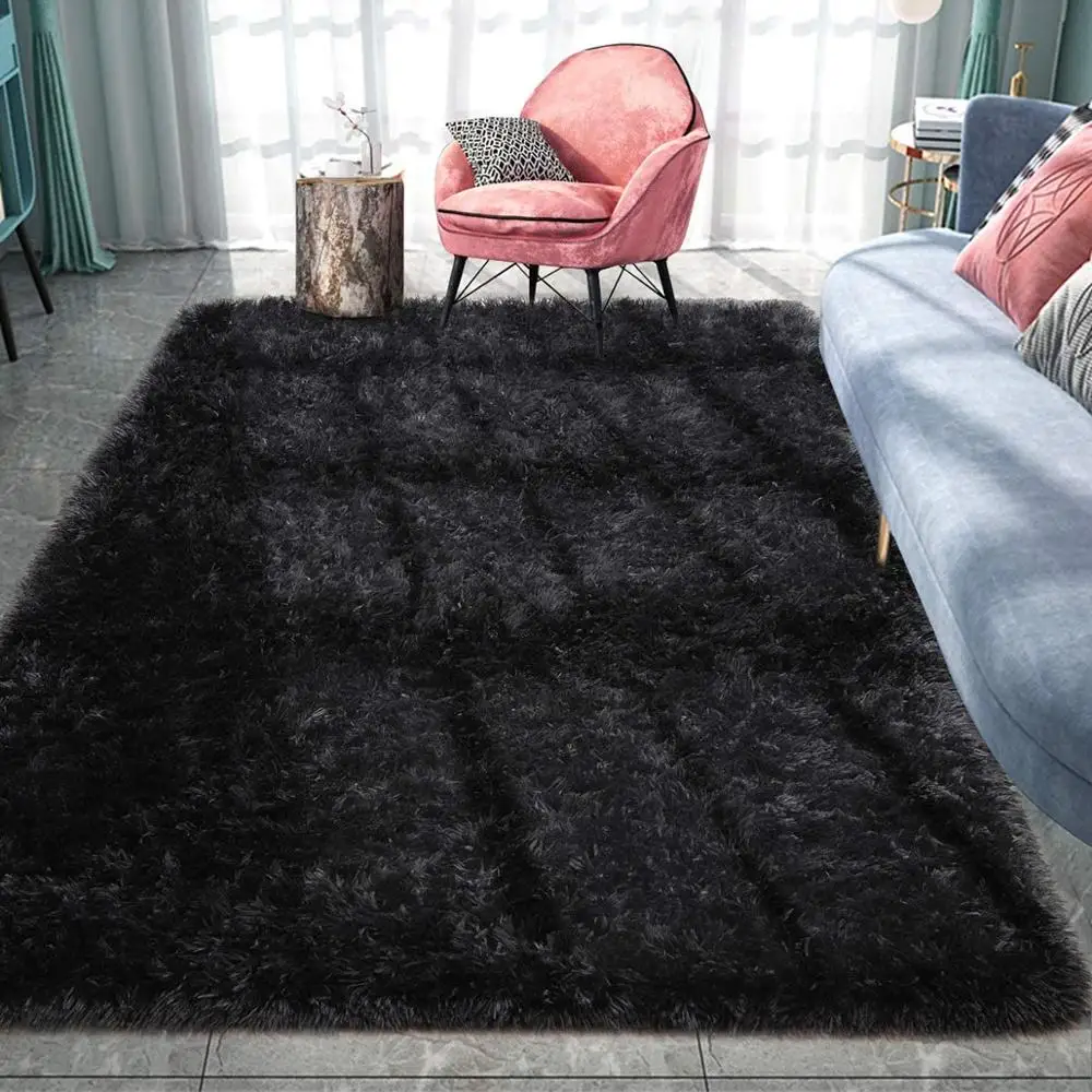 

Fluffy Area Carpet Black Shag Rug for Bedroom Living Room Carpets Fuzzy Carpet for Kid's Room Home Decor Rugs Floor Mat
