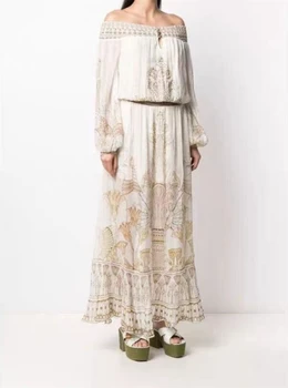 CY new summer fashion dress sexy palace style one-line collar off-the-shoulder lantern sleeve print waist dress women casual
CY new summer fashion dress sexy palace style one-line collar off-the-shoulder lantern sleeve print waist dress women casual