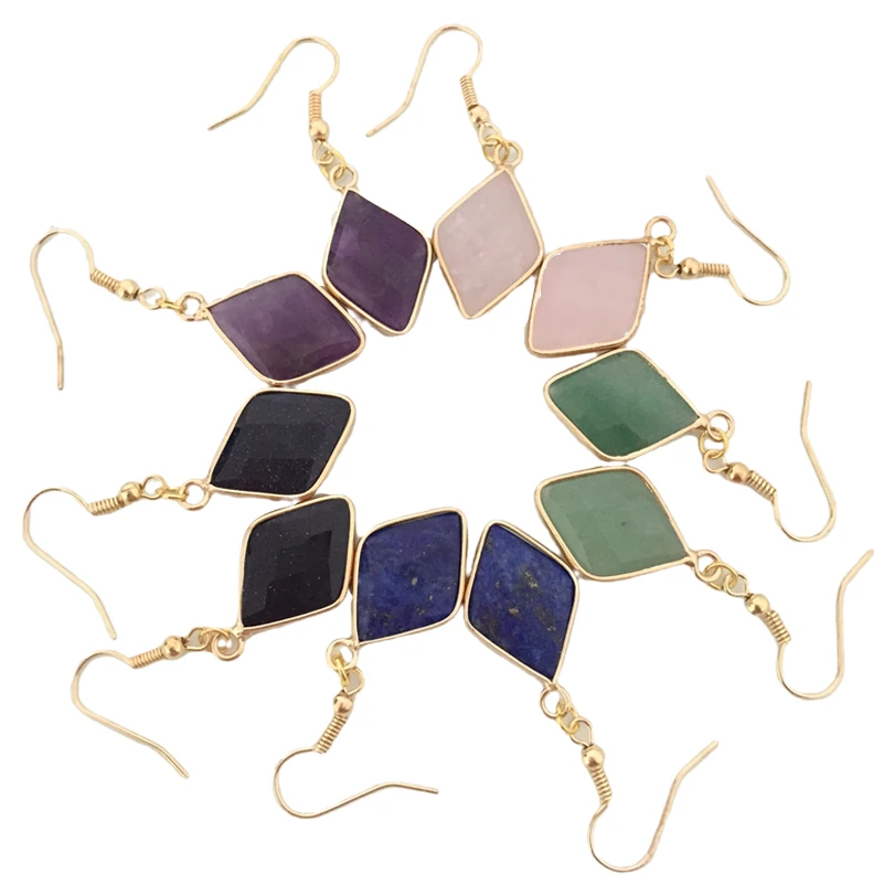 Retro Style Stone Dangle Hook Earrings Rhombus/Teardrop Goldtone Plated Handmade Stylish for Women Girls Drop Shape
Retro Style Stone Dangle Hook Earrings Rhombus/Teardrop Goldtone Plated Handmade Stylish for Women Girls Drop Shape