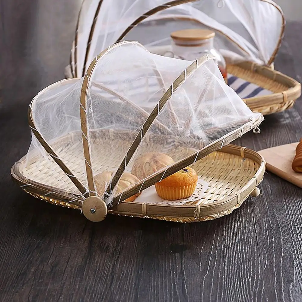 Hand-Woven Bug- proof Basket Dustproof Sun Basket Handmade Fruit Vegetable Bread Cover Picnic Basket with Gauze Kitchen Tool
Hand-Woven Bug- proof Basket Dustproof Sun Basket Handmade Fruit Vegetable Bread Cover Picnic Basket with Gauze Kitchen Tool