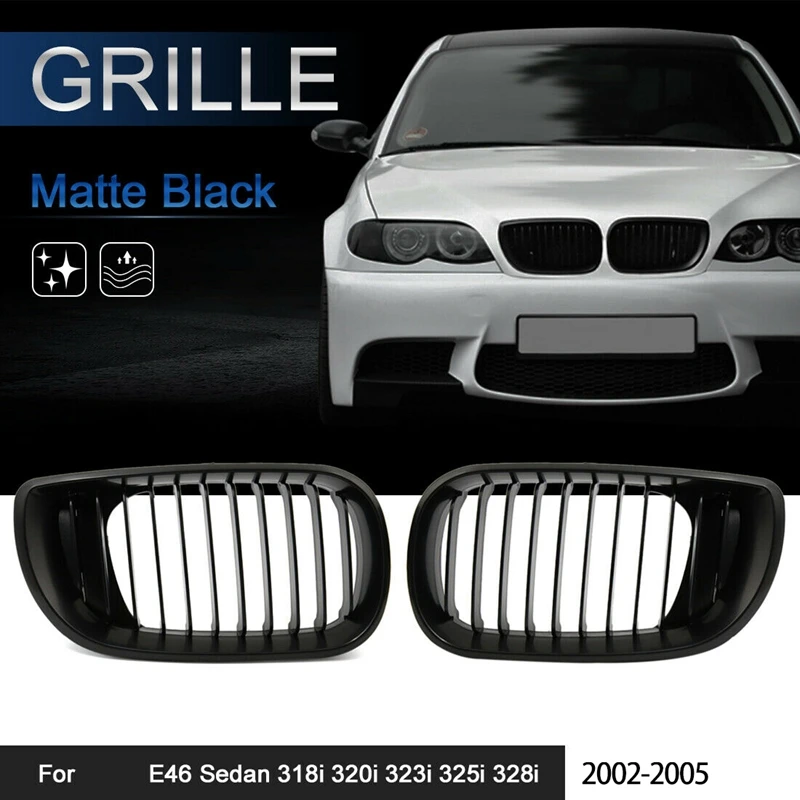 Передний бампер, Спортивная решетка для BMW E46 4D 318I 320I 323I 328I 2002-2005, матовый черный
Передний бампер, Спортивная решетка для BMW E46 4D 318I 320I 323I 328I 2002-2005, матовый черный