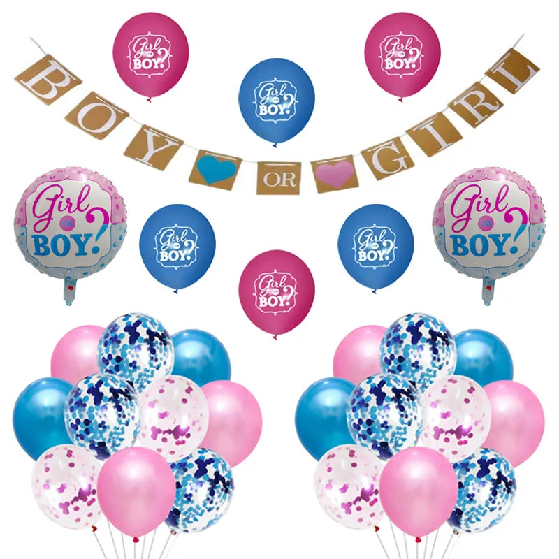 29pcs/lot Gender Reveal latex Balloons Gender Reveal Boy or Girl Banner Confetti Balloon for baby shower Theme Party decoration
29pcs/lot Gender Reveal latex Balloons Gender Reveal Boy or Girl Banner Confetti Balloon for baby shower Theme Party decoration