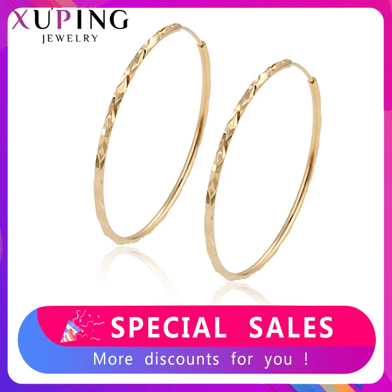 Фото Xuping элегантные женские винтажные популярные серьги-кольца золотого цвета