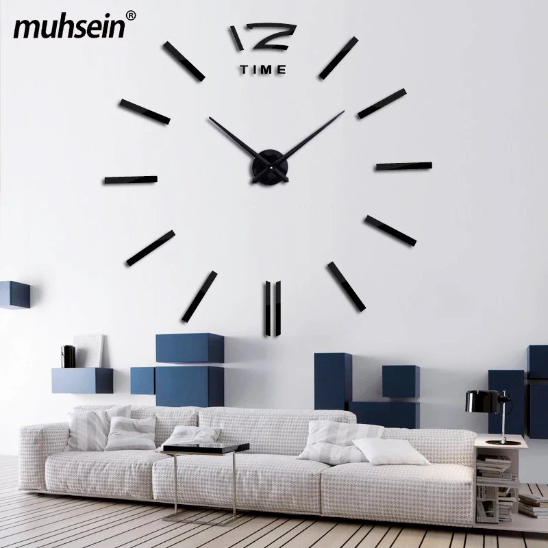 Модные 3D настенные часы Muhsein акриловые зеркальные с наклейкой большой размер