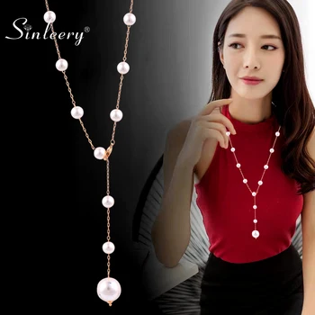 SINLEERY Elegant Adjustable Buckle Pendant Necklace Yellow Gold Color Long Chain White Pearl Neckalce Women Jewelry MY315 SSG
SINLEERY Elegant Adjustable Buckle Pendant Necklace Yellow Gold Color Long Chain White Pearl Neckalce Women Jewelry MY315 SSG