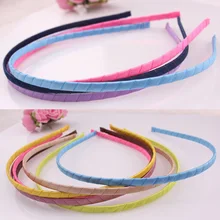5mm couleur Satin recouvert de résine bandeaux pour enfants solide Satin filles bandeau bricolage bandeau Satin tête cerceau cheveux accessoires(China)