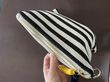 Bolso cosmético de la mujer rayas maquillaje carcasa organizador borla coreana bolsa cosmética Necesserie bolsa de aseo de viaje de caso de la belleza