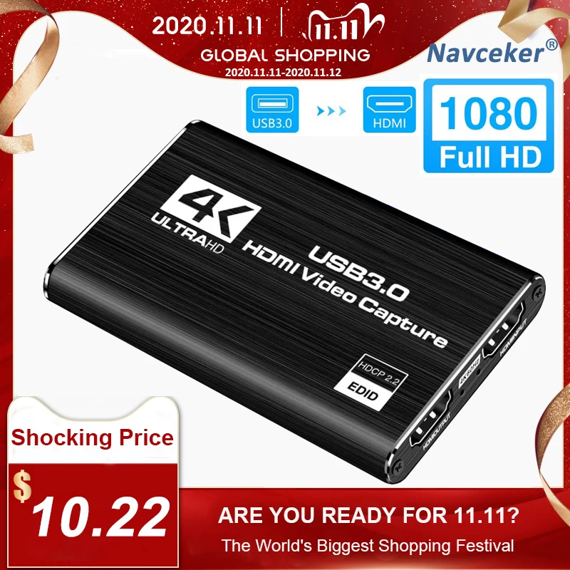 Video Card Capture HDMI Video Capture Card Device PC PS4 Game Live Streaming 4K 1080P HD VHS Board USB 3.0 Grabber Recorder Box
Video Card Capture HDMI Video Capture Card Device PC PS4 Game Live Streaming 4K 1080P HD VHS Board USB 3.0 Grabber Recorder Box