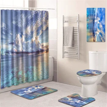 Seaside Landscape Image Shower Curtain Bathroom Mat Toilet Cover Mat Non-Slip Household Mat Pad Five-Piece Carpet Customization
Seaside Landscape Image Shower Curtain Bathroom Mat Toilet Cover Mat Non-Slip Household Mat Pad Five-Piece Carpet Customization