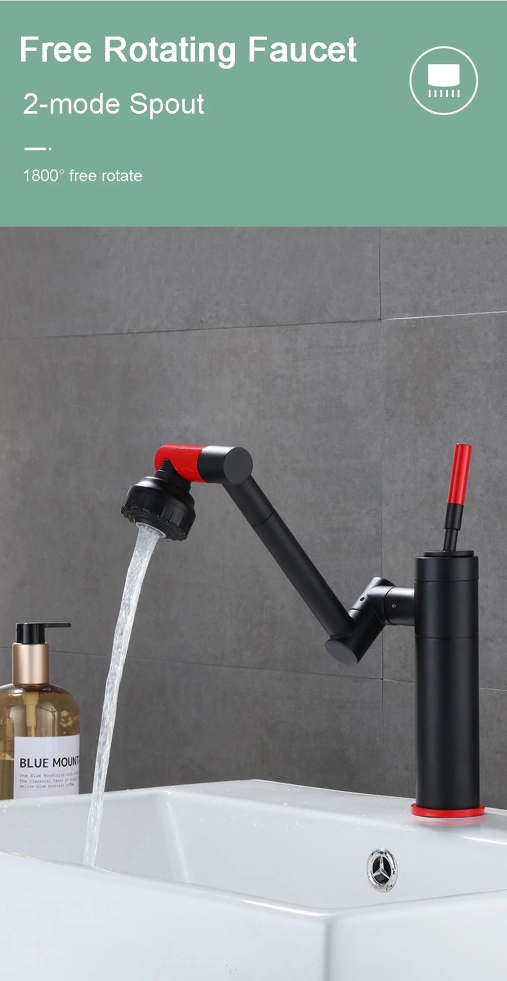 POIQIHY Black 360 Degree Rotate Kitchen Faucet Pull Out Sprayer Gun Dual Mode Spout Bathroom Kitchen Mixer Tap Foldable Faucet