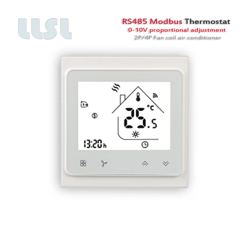 

Modbus RS485 room Thermostat for 0-10V Valve 2P 4P fan coil unit for cooling / heating 95-240VAC, 24VAC