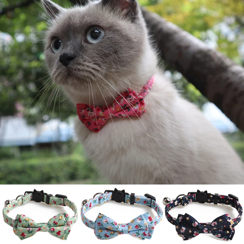 Bowtie Cat Collars Breakaway with Bell Pink Flower Floral Pattern Adjustable Cute Safety Kitten Collars for Kitty Cat Puppy
Bowtie Cat Collars Breakaway with Bell Pink Flower Floral Pattern Adjustable Cute Safety Kitten Collars for Kitty Cat Puppy