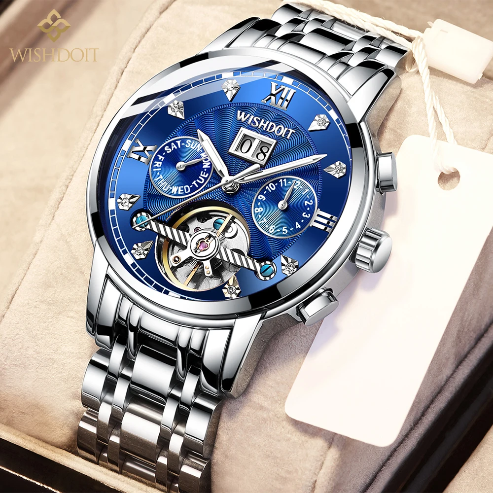 Фото WISHDOIT 2020 New Men's Casual Automatic Mechanical Watch Waterproof Luminous Date Top Brand | Наручные часы