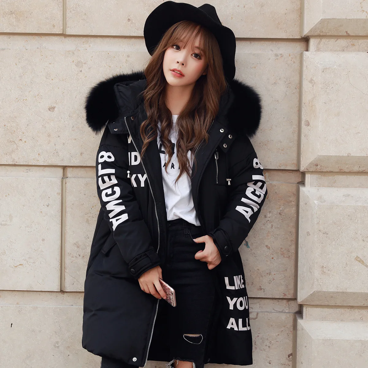 2016 Winter New Style WOMEN'S Dress Large Size Hooded Fur Collar Mid-length Zipper Lettered Pattern Mid-length down Feather Cott
2016 Winter New Style WOMEN'S Dress Large Size Hooded Fur Collar Mid-length Zipper Lettered Pattern Mid-length down Feather Cott