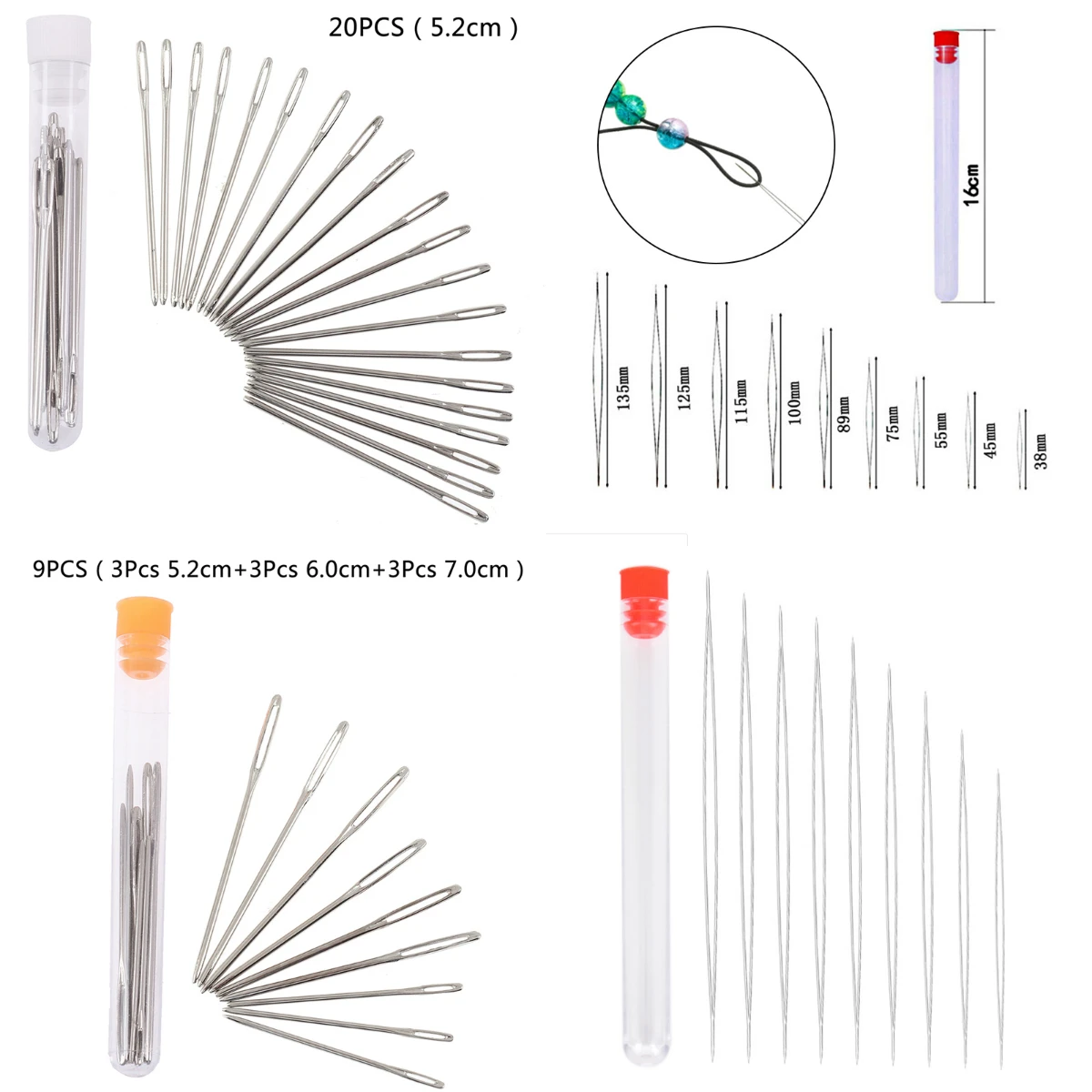 9Pcs Large Big Eye Collapsible Embroidery Beading Needle Thread Sewing Needles Assorted Size Jewelry Tool
9Pcs Large Big Eye Collapsible Embroidery Beading Needle Thread Sewing Needles Assorted Size Jewelry Tool