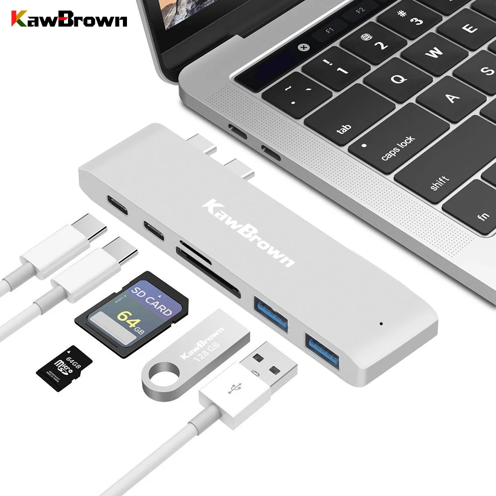 KawBrown 6 in 1 USB C Hub Thunderbolt 3 Adapter Dual USB Type C Dock with TF/SD Card Reader PD for MacBook Pro/Air 2019
KawBrown 6 in 1 USB C Hub Thunderbolt 3 Adapter Dual USB Type C Dock with TF/SD Card Reader PD for MacBook Pro/Air 2019