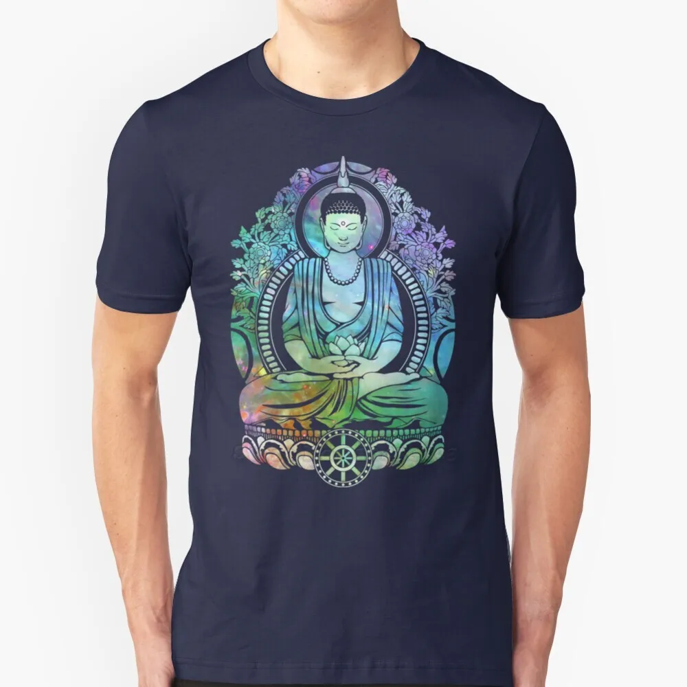 Крутая Летняя мужская футболка Gautama с изображением Будды и галактики коротким