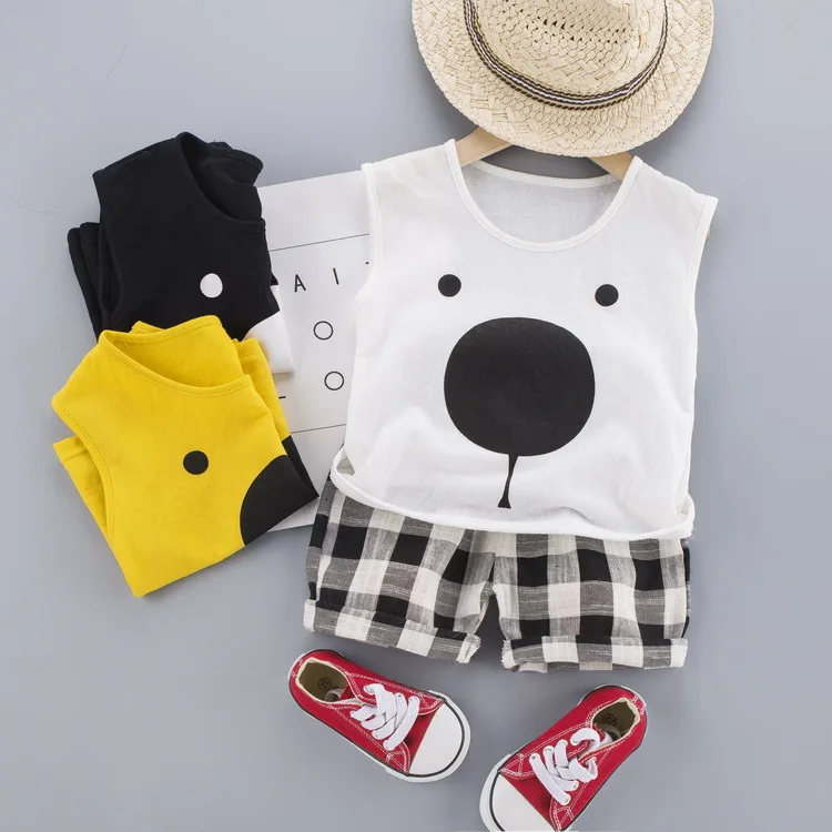 Фото Одежда для малышей Новинка лета 2020 Детский костюм без рукавов комплект маленьких