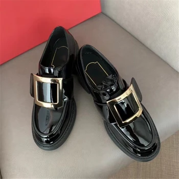 Woman Shoes High Heels Sexy Gothic Slip on Glod Square Buckle Patent Leather Round Toe Designer Brand Luxury Women Shoes 2020
Woman Shoes High Heels Sexy Gothic Slip on Glod Square Buckle Patent Leather Round Toe Designer Brand Luxury Women Shoes 2020