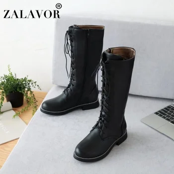ZALAVOR Women Knee Boots Fashion Cross Strap Warm Winter Shoes Women Zipper Flats Long Boots Office Lady Footwear Size 30-39 
ZALAVOR Women Knee Boots Fashion Cross Strap Warm Winter Shoes Women Zipper Flats Long Boots Office Lady Footwear Size 30-39