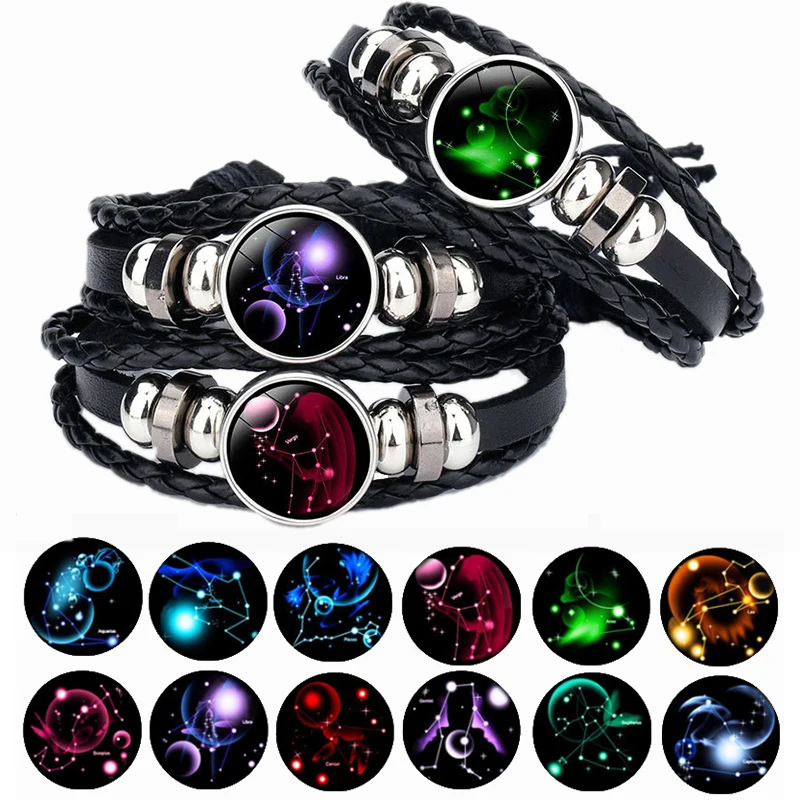 Seanuo HOT Glowing In The Dark 12 Constellations Zodiac Black Leather Bracelets 3 Layers Braided Adjustable Unisex Cuff Bracelet
Seanuo HOT Glowing In The Dark 12 Constellations Zodiac Black Leather Bracelets 3 Layers Braided Adjustable Unisex Cuff Bracelet