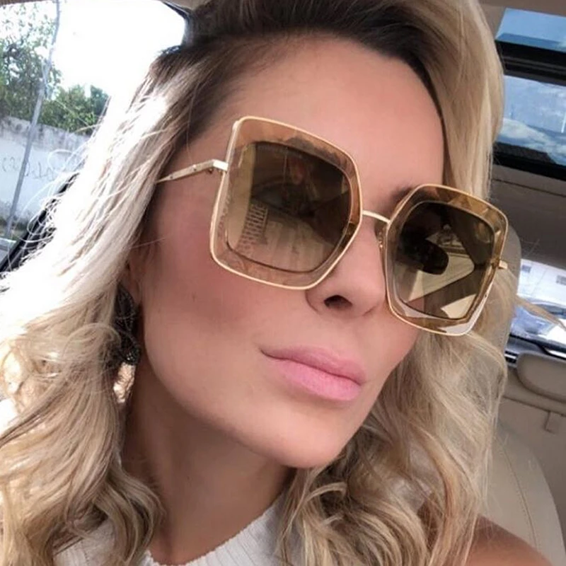 Fashion Diamond Cutting Frame Square Sunglasses For Women Vintage Alloy Oversize Gradient Coffee Black Sun Glasses Female Shades
Fashion Diamond Cutting Frame Square Sunglasses For Women Vintage Alloy Oversize Gradient Coffee Black Sun Glasses Female Shades
