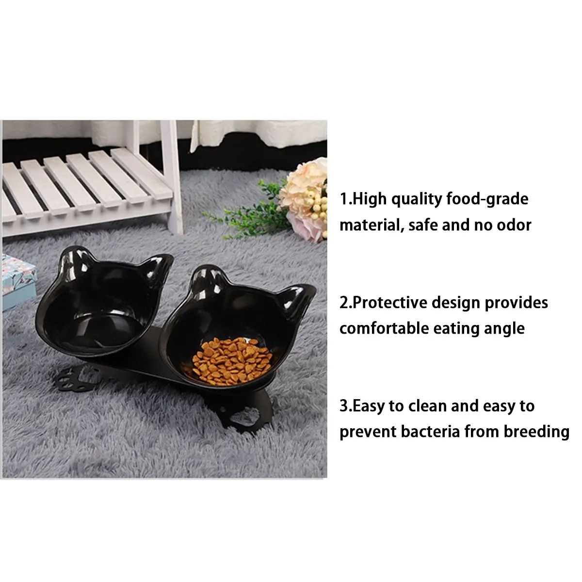Cat Shaped Feeding Bowl with Holder Cat Shaped Feeding Bowl with Holder