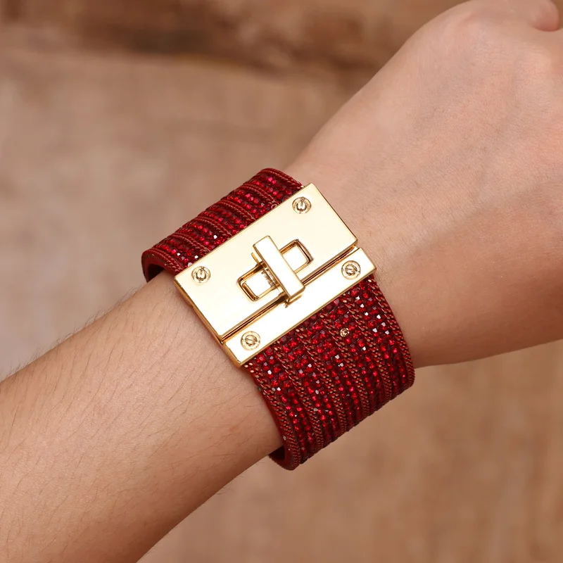 Leather Bracelet for Women Crystal Circle Charm Wrap Bracelets & Bangles Boho Multilayer Wide Crystal Bracelet Female Jewelry
Leather Bracelet for Women Crystal Circle Charm Wrap Bracelets & Bangles Boho Multilayer Wide Crystal Bracelet Female Jewelry