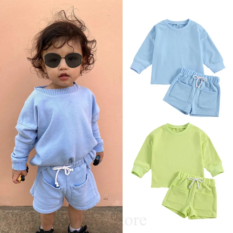 1-6Y Autumn Baby Boys Girls Clothes Sets Solid Causal Long Sleeve Pullover Sweatshirt Tops Pocket Shorts 2 Colors
1-6Y Autumn Baby Boys Girls Clothes Sets Solid Causal Long Sleeve Pullover Sweatshirt Tops Pocket Shorts 2 Colors