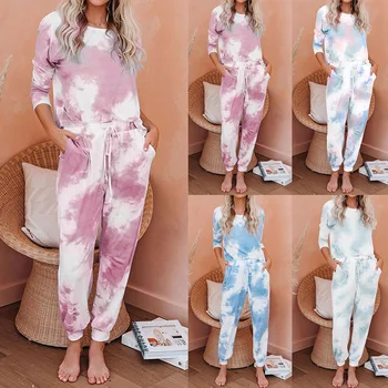 Women 2Pcs/set Tie-dye Sweatsuit Set Long Sleeve Pullover and Drawstring Sweatpants Set for Spring SER88
Women 2Pcs/set Tie-dye Sweatsuit Set Long Sleeve Pullover and Drawstring Sweatpants Set for Spring SER88