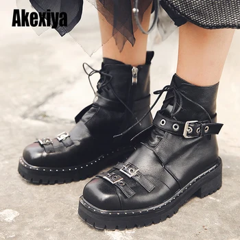 Woman Lace up Autumn Boots Womens Ladies Chunky Wedge Platform Black Genuine Leather Ankle Boots Punk Goth New Arrival 2020 w035
Woman Lace up Autumn Boots Womens Ladies Chunky Wedge Platform Black Genuine Leather Ankle Boots Punk Goth New Arrival 2020 w035