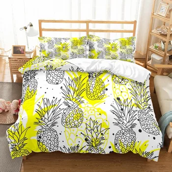 Fruit Summer Bedding Set 3D Black Yellow Pineapple Printed White Boy Duvet Cover Set 2/3 Piece Bed Linen Set for Teens Adult
Fruit Summer Bedding Set 3D Black Yellow Pineapple Printed White Boy Duvet Cover Set 2/3 Piece Bed Linen Set for Teens Adult